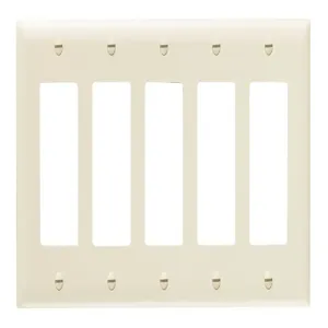 PASS AND SEYMOUR TP265-LA Decorator Opening Wall Plate, 5 Gang, Light Almond | CH4CJM