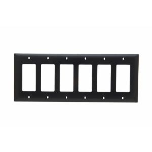 PASS AND SEYMOUR TP266-BK Decorator Opening Wall Plate, 6 Gang, Black | CH4CLZ