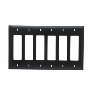 PASS AND SEYMOUR TP266-BK Decorator Opening Wall Plate, 6 Gang, Black | CH4CLZ