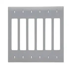 PASS AND SEYMOUR TP266-GRY Decorator Opening Wall Plate, 6 Gang, Gray | CH4CMD