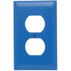 PASS AND SEYMOUR TP8-BL Wall Plate, Duplex Receptacle Opening, 1 Gang, Blue | CH4CUU