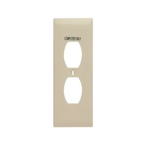 PASS AND SEYMOUR TP8-CI Pad Printed Wall Plate, One Gang Duplex Receptacle, Computer Only, Ivory | CH4GKM