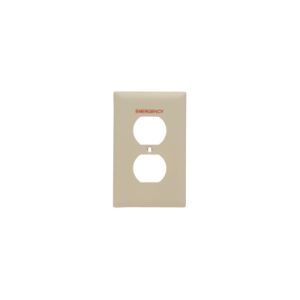 PASS AND SEYMOUR TP8-EI Pad Printed Wall Plate, One Gang Duplex Receptacle, Emergency, Ivory | CH4GKU