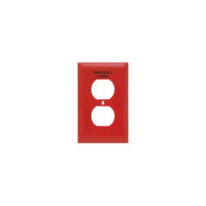 PASS AND SEYMOUR TP8-EMPOWER Pad Printed Wall Plate, One Gang Duplex Receptacle, Emergency Power, Red | CH4GKQ