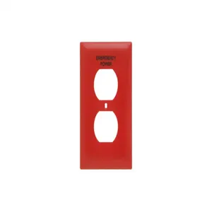 PASS AND SEYMOUR TP8-EMPOWER Pad Printed Wall Plate, One Gang Duplex Receptacle, Emergency Power, Red | CH4GKQ