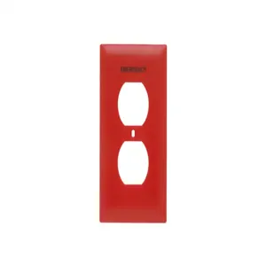 PASS AND SEYMOUR TP8-ERED Pad Printed Wall Plate, One Gang Duplex Receptacle, Emergency, Red | CH4GKV