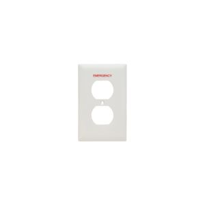 PASS AND SEYMOUR TP8-EW Pad Printed Wall Plate, One Gang Duplex Receptacle, Emergency, White | CH4GKW