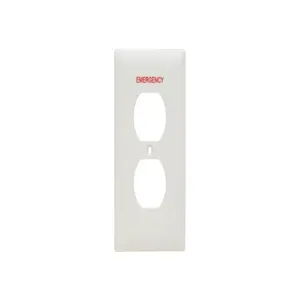 PASS AND SEYMOUR TP8-EW Pad Printed Wall Plate, One Gang Duplex Receptacle, Emergency, White | CH4GKW