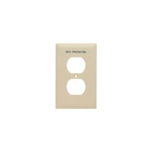 PASS AND SEYMOUR TP8-GFI Pad Printed Wall Plate, One Gang Duplex Receptacle, GFCI Protected, Ivory | CH4GLB