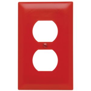 PASS AND SEYMOUR TP8-RED Wall Plate, Duplex Receptacle Opening, 1 Gang, Red | CH4CVU