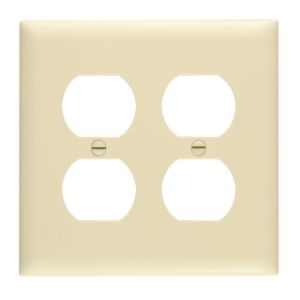 PASS AND SEYMOUR TP82-I Wall Plate, Duplex Receptacle Opening, 2 Gang, Ivory | CH4CXA