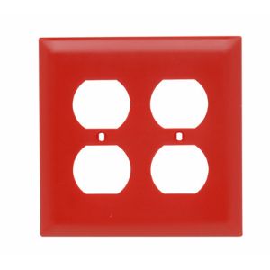 PASS AND SEYMOUR TP82-RED Wall Plate, Duplex Receptacle Opening, 2 Gang, Red | CH4CXL