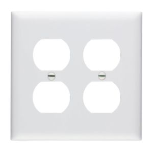 PASS AND SEYMOUR TP82-W Wall Plate, Duplex Receptacle Opening, 2 Gang, White | CH4CXM