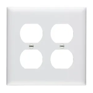 PASS AND SEYMOUR TP82-W Wall Plate, Duplex Receptacle Opening, 2 Gang, White | CH4CXM