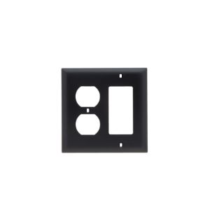 PASS AND SEYMOUR TP826-BK Combination Opening Wall Plate, 2 Gang, Black | CH4BPV