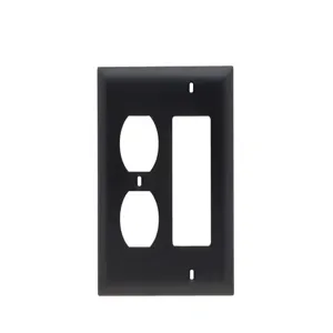 PASS AND SEYMOUR TP826-BK Combination Opening Wall Plate, 2 Gang, Black | CH4BPV