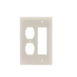 PASS AND SEYMOUR TP826-LA Combination Opening Wall Plate, 1 Duplex Receptacle And 1 Decorator, 2 Gang | CH4BQG