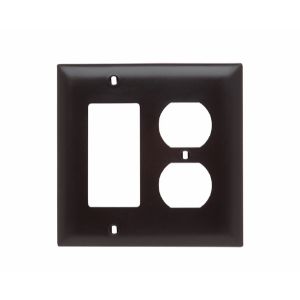 PASS AND SEYMOUR TP826 Combination Opening Wall Plate, 1 Duplex Receptacle And 1 Decorator, 2 Gang | CH4BPW