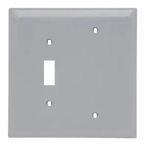 PASS AND SEYMOUR TPJ113-GRY Combination Opening Wall Plate, 1 Toggle Switch And 1 Blank, 2 Gang | CH4BRW