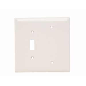 PASS AND SEYMOUR TPJ113-W Combination Opening Wall Plate, 1 Toggle Switch And 1 Blank, 2 Gang | CH4BTF