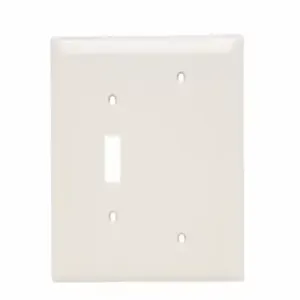 PASS AND SEYMOUR TPJ113-W Combination Opening Wall Plate, 1 Toggle Switch And 1 Blank, 2 Gang | CH4BTF