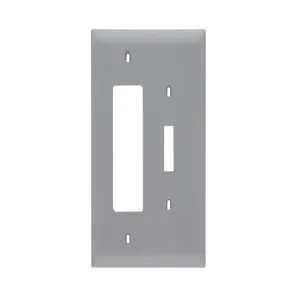 PASS AND SEYMOUR TPJ126-GRY Combination Opening Wall Plate, 1 Toggle Switch And 1 Decorator, 2 Gang | CH4BTT