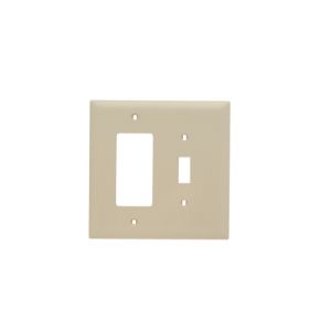 PASS AND SEYMOUR TPJ126-I Combination Opening Wall Plate, 1 Toggle Switch And 1 Decorator, 2 Gang | CH4BTV