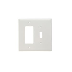 PASS AND SEYMOUR TPJ126-W Combination Opening Wall Plate, 1 Toggle Switch And 1 Decorator, 2 Gang | CH4BUE