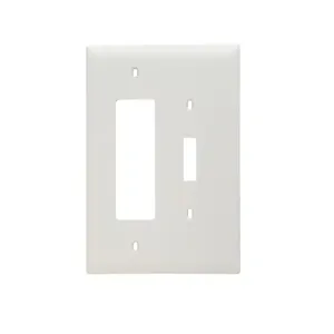 PASS AND SEYMOUR TPJ126-W Combination Opening Wall Plate, 1 Toggle Switch And 1 Decorator, 2 Gang | CH4BUE