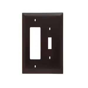 PASS AND SEYMOUR TPJ126 Combination Opening Wall Plate, 1 Toggle Switch And 1 Decorator, 2 Gang | CH4BTP