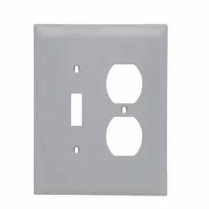 PASS AND SEYMOUR TPJ18-GRY Combination Opening Wall Plate, 1 Toggle Switch And 1 Duplex Receptacle, 2 Gang | CH4BUQ