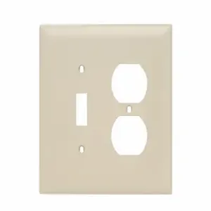 PASS AND SEYMOUR TPJ18-I Combination Opening Wall Plate, 1 Toggle Switch And 1 Duplex Receptacle, 2 Gang | CH4BUW