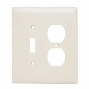 PASS AND SEYMOUR TPJ18-LA Combination Opening Wall Plate, 1 Toggle Switch And 1 Duplex Receptacle, 2 Gang | CH4BVB