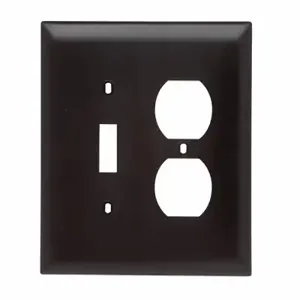 PASS AND SEYMOUR TPJ18 Combination Opening Wall Plate, 1 Toggle Switch And 1 Duplex Receptacle, 2 Gang | CH4BUM