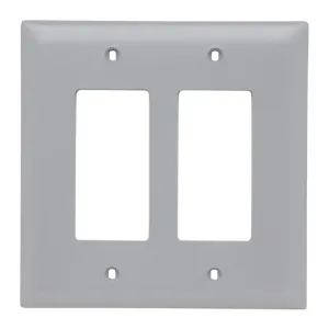 PASS AND SEYMOUR TPJ262-GRY Decorator Opening Wall Plate, 2 Gang, Gray | CH4CPA