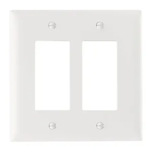 PASS AND SEYMOUR TPJ262-W Decorator Opening Wall Plate, 2 Gang, White | CH4CPN