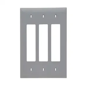 PASS AND SEYMOUR TPJ263-GRY Decorator Opening Wall Plate, 3 Gang, Gray | CH4CMW