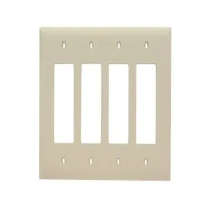 PASS AND SEYMOUR TPJ264-I Decorator Opening Wall Plate, 4 Gang, Ivory | CH4CKE