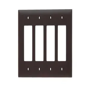 PASS AND SEYMOUR TPJ264 Decorator Opening Wall Plate, 4 Gang, Brown | CH4CJY