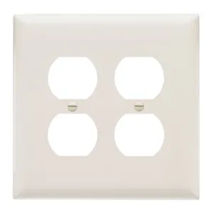 PASS AND SEYMOUR TPJ82-LA Wall Plate, Duplex Receptacle Opening, 2 Gang, Light Almond | CH4CXJ