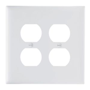 PASS AND SEYMOUR TPJ82-W Wall Plate, Duplex Receptacle Opening, 2 Gang, White | CH4CXR