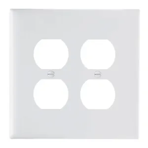 PASS AND SEYMOUR TPJ82-W Wall Plate, Duplex Receptacle Opening, 2 Gang, White | CH4CXR