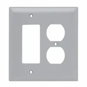 PASS AND SEYMOUR TPJ826-GRY Combination Opening Wall Plate, 1 Duplex Receptacle And 1 Decorator, 2 Gang | CH4BQB