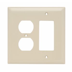 PASS AND SEYMOUR TPJ826-I Combination Opening Wall Plate, 1 Duplex Receptacle And 1 Decorator, 2 Gang | CH4BQF