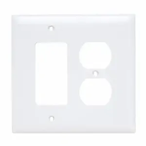 PASS AND SEYMOUR TPJ826-W Combination Opening Wall Plate, 1 Duplex Receptacle And 1 Decorator, 2 Gang | CH4BQN