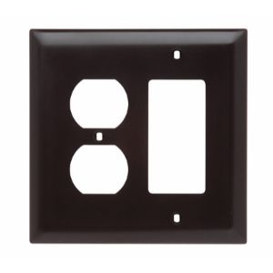 PASS AND SEYMOUR TPJ826 Combination Opening Wall Plate, 1 Duplex Receptacle And 1 Decorator, 2 Gang | CH4BPY