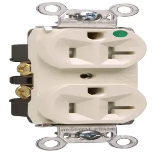 PASS AND SEYMOUR TR-8300HLA Tamper Resistant Duplex Receptacle, Hospital Grade, 20A, 125V, Light Almond | CH4EAX