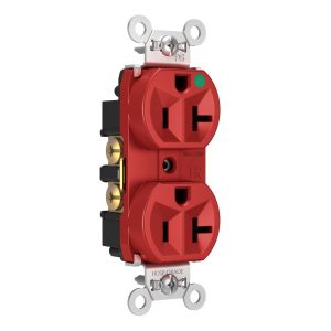 PASS AND SEYMOUR TR-8300HRED Tamper Resistant Duplex Receptacle, Hospital Grade, 20A, 125V, Red | CH4EAY