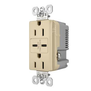 PASS AND SEYMOUR TR15USBCC6I USB Charger Receptacle, Tamper Resistant, Fast Charging, 15A, 125V, Ivory | CH3YUF