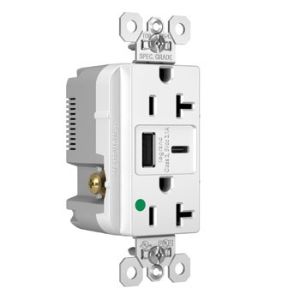 PASS AND SEYMOUR TR20HUSBACW USB Charger Receptacle, Tamper Resistant, 20A, 125V, White | CH3ZHM